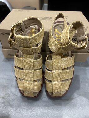 Sam Edelman Yellow Woven Strappy Gladiator Sandals